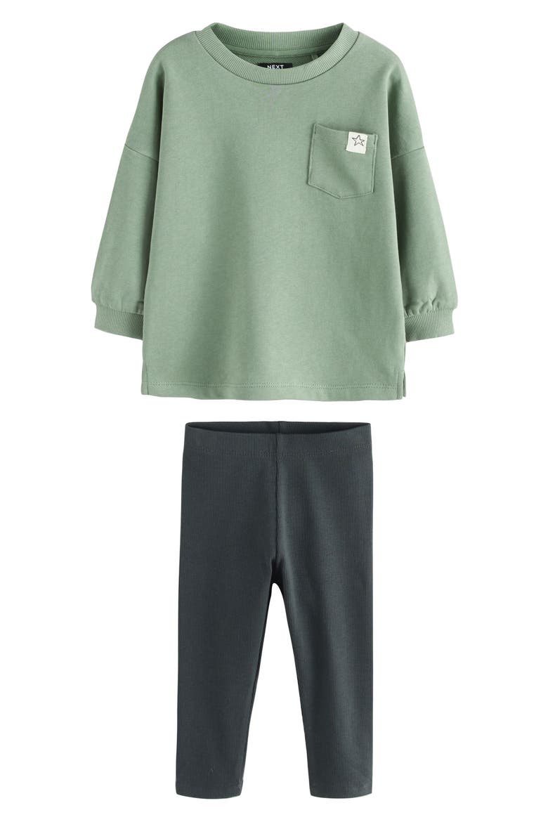 Kids' Long Sleeve Pocket T-Shirt & Leggings Set, Main, color, GREEN