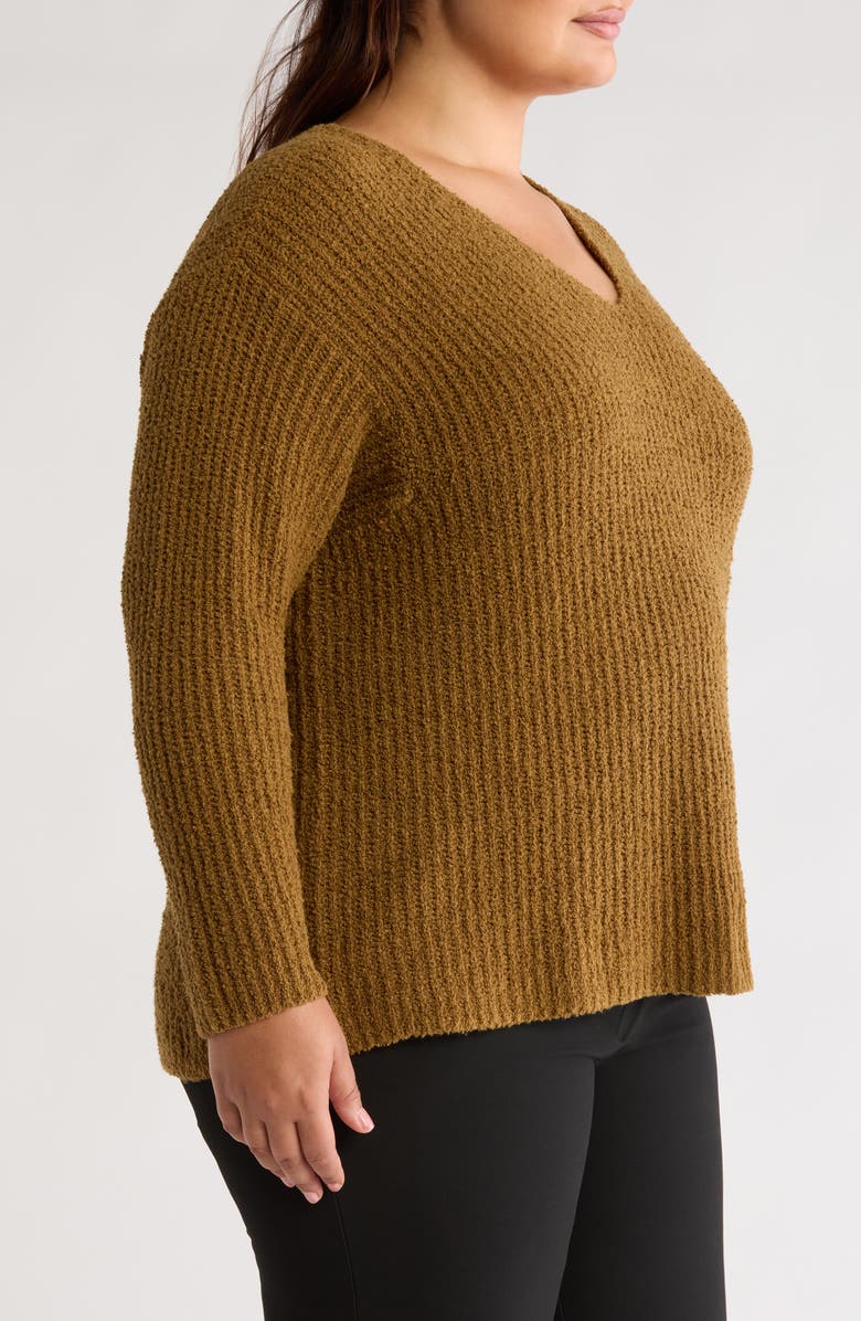 Eileen Fisher V-Neck Organic Cotton & Cashmere Blend Sweater, Alternate, color, Gold Leaf