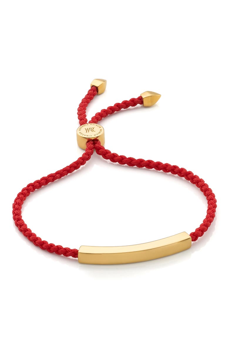 Engravable Linear Bar Friendship Bracelet, Main, color, GOLD/ CORAL