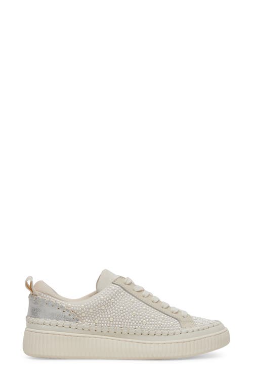 Dolce Vita Nicona Pearl Womens Embellished Leather Casual And Fashion Sneakers In Vanilla Pearl