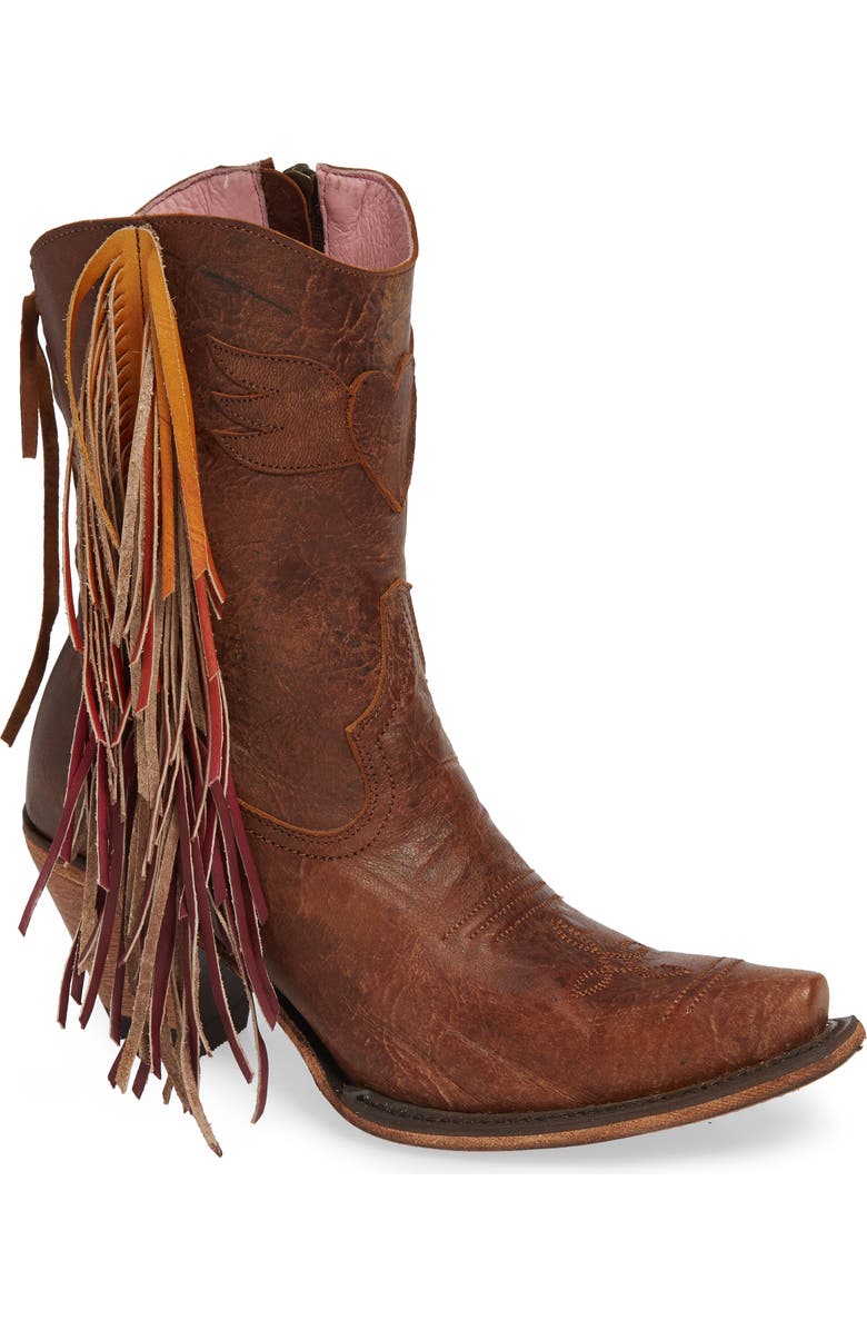 Lane Boots x Junk Gypsy Fringe Western Bootie, Main, color,