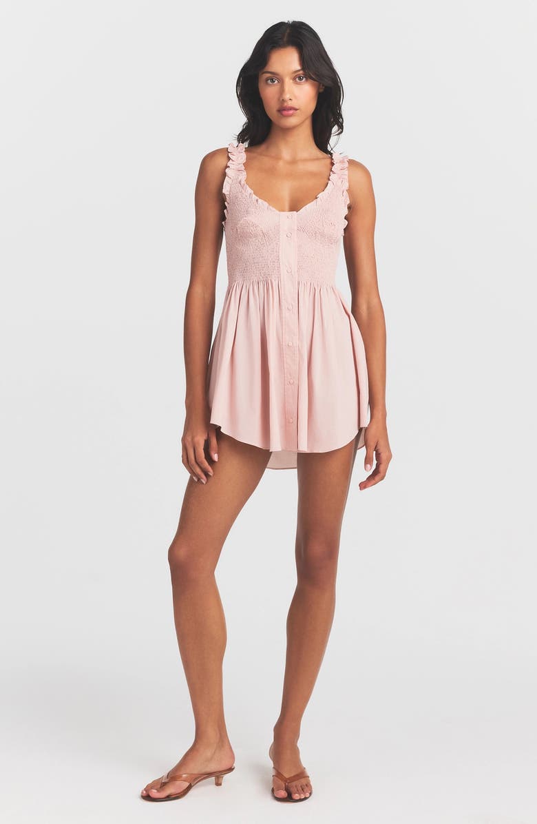 SKIMS Poplin Apparel Smocked MInidress, Alternate, color, Dusty Pink