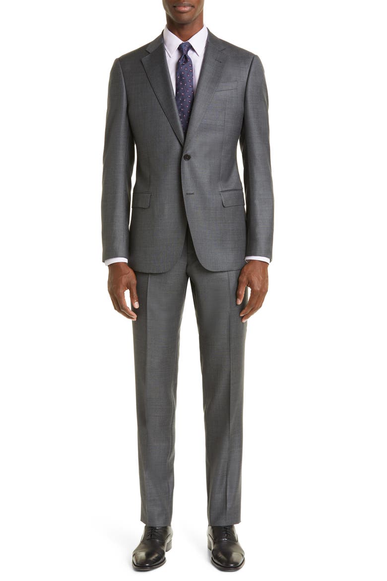 G-Line Grey Mélange Wool Suit, Main, color, GREY