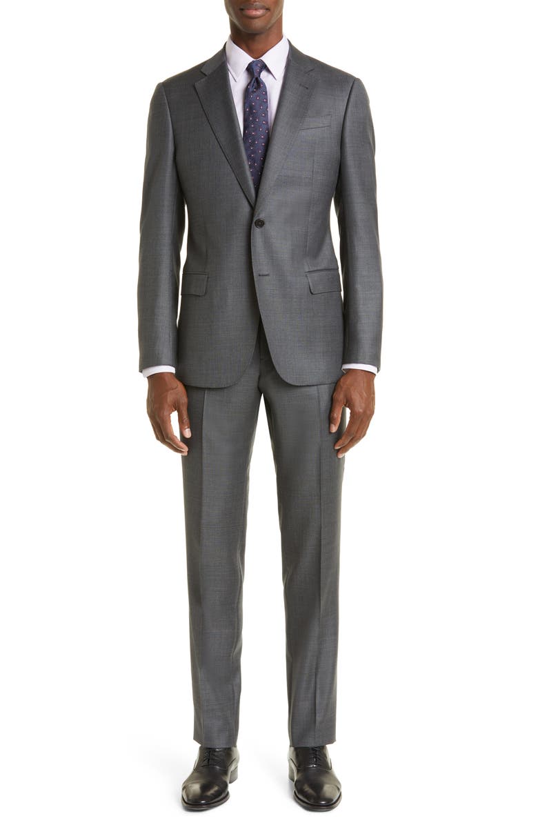Emporio Armani G-Line Grey Mélange Wool Suit, Main, color, Grey