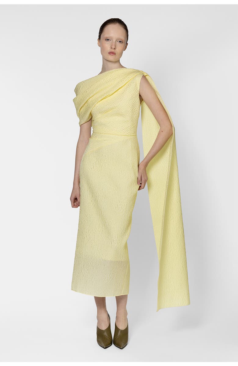 Roksanda Maite Asymmetric Textured Midi Dress, Main, color, Limoncello