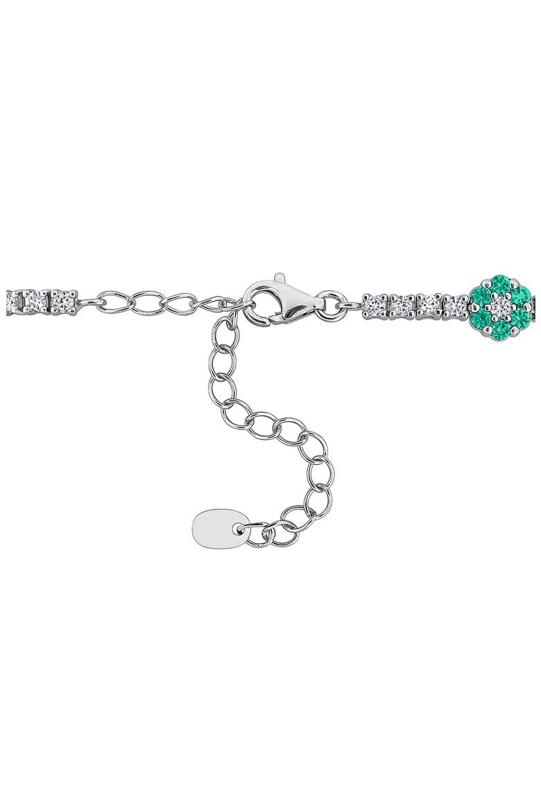 Sterling Silver Lab Grown Emerald & Lab Grown Sapphire Floral Bracelet, Alternate, color, GREEN