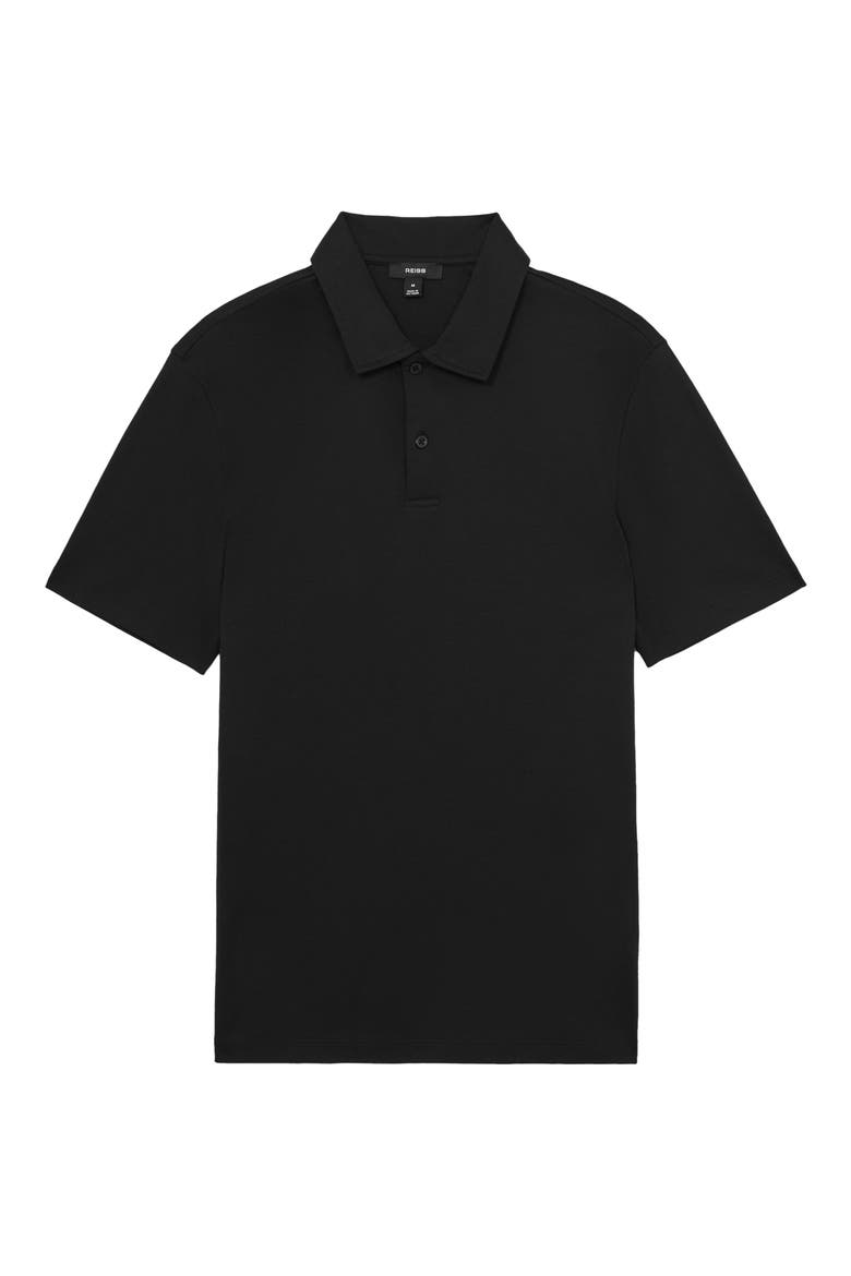 Earl Solid Cotton Polo, Alternate, color, BLACK