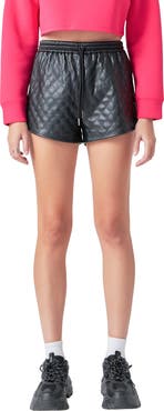 Grey Lab Quilted Faux Leather Shorts