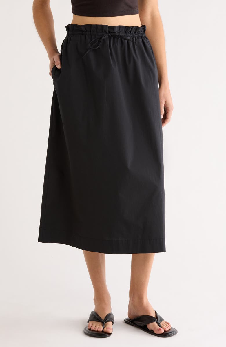 STAUD Shore Midi Skirt, Main, color, Black