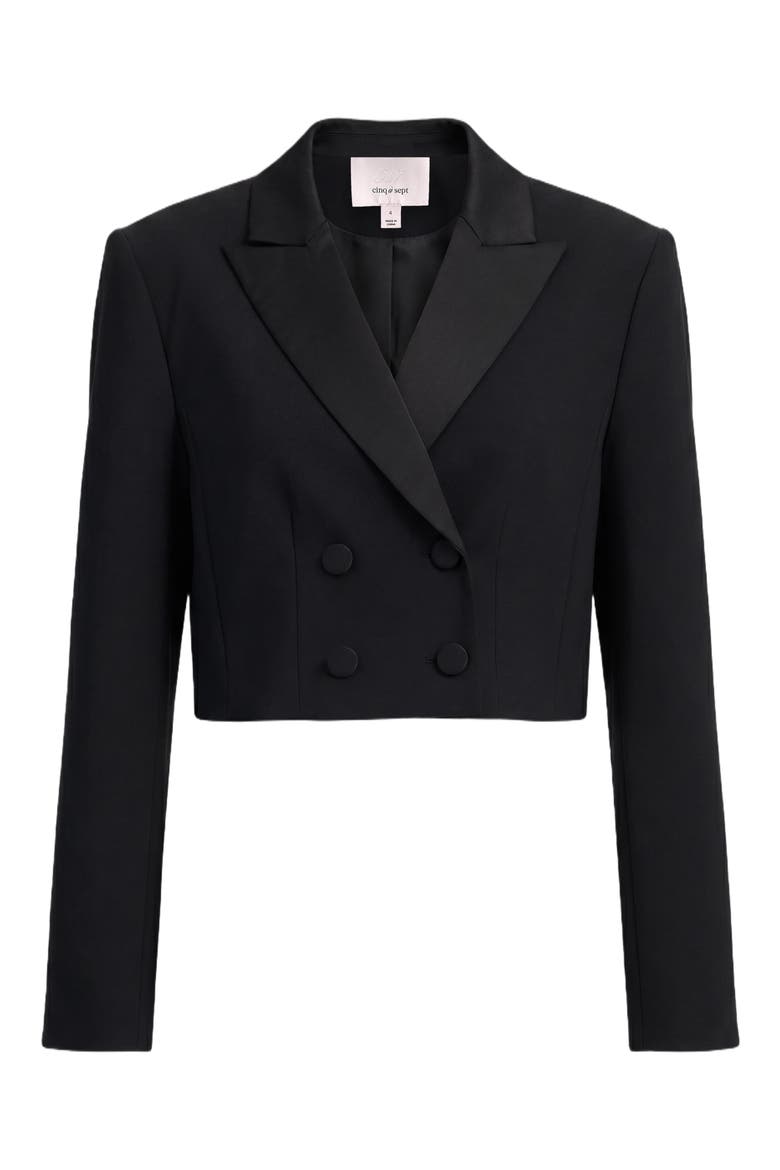 Romilly Cropped Double Breasted Blazer, Alternate, color, BLACK