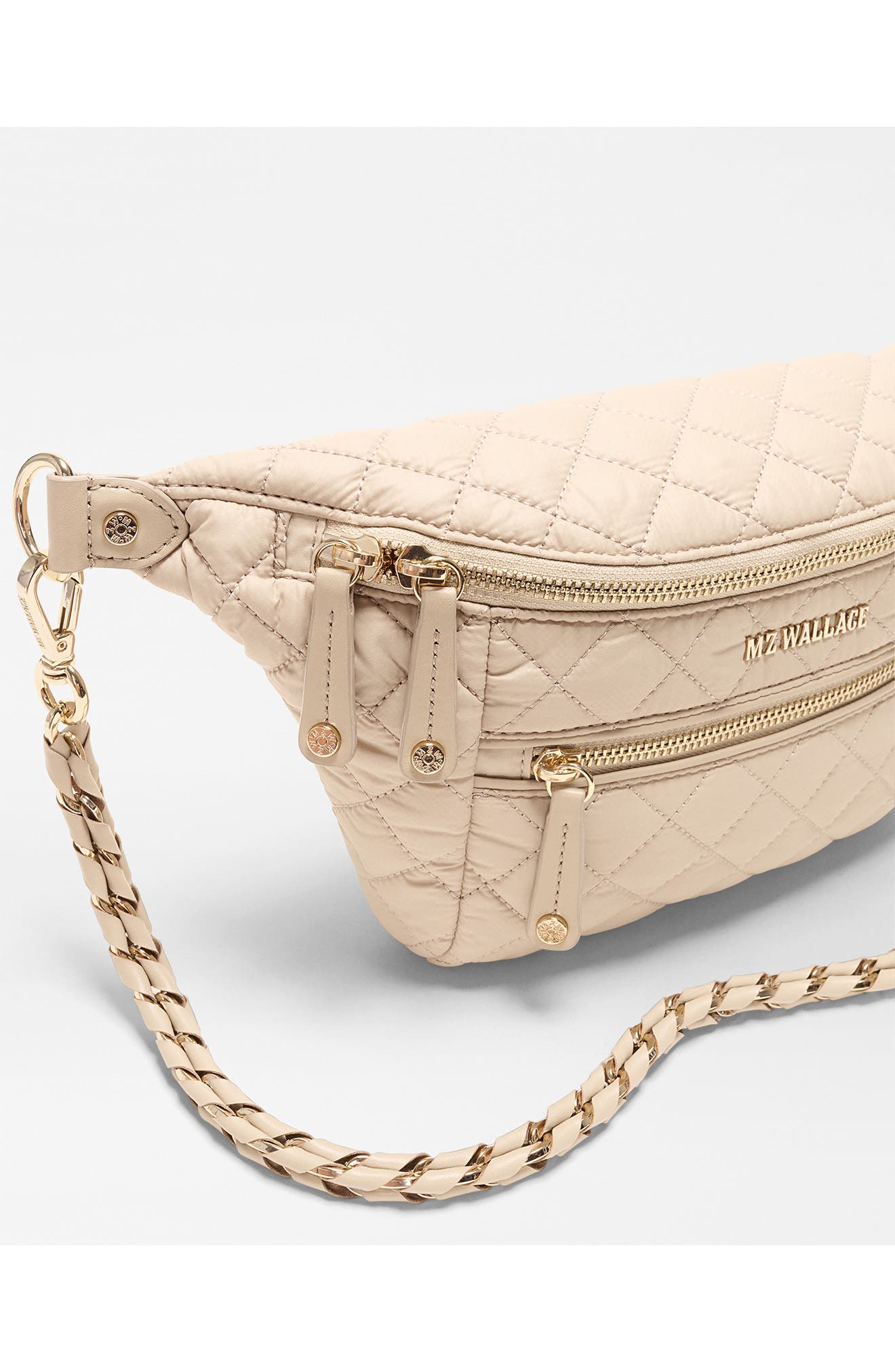 MZ Wallace Small Crosby Quilted Nylon Convertible Sling Bag, Alternate, color, Buff