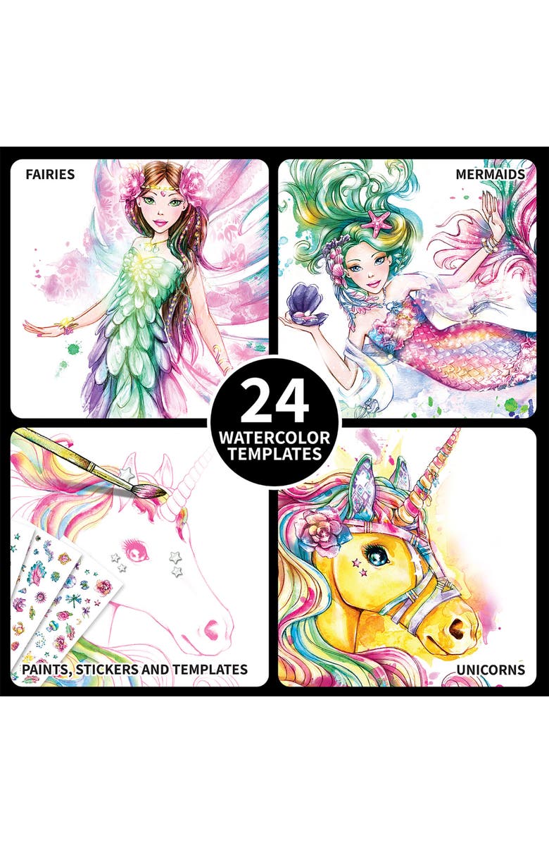 Style Me Up SpiceBox Style Me Up Fantastic Unicorn, Mermaids and Fairies, Watercolor Painting Kit, Alternate, color, Multicolored