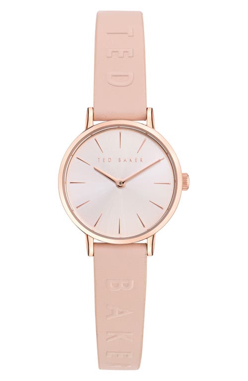 Ted Baker Classic Leather Strap Watch, 28mm In Pink