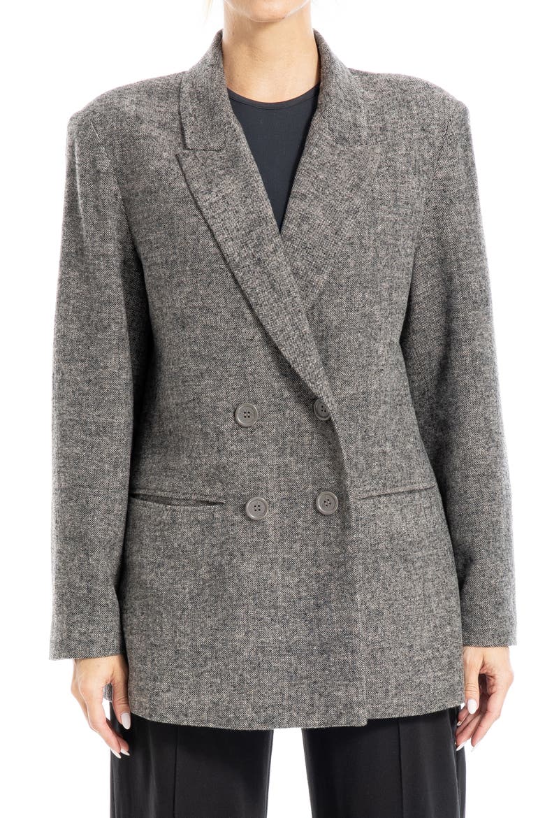 Oversize Double Breasted Tweed Jacket, Alternate, color, GREY SPECKLE