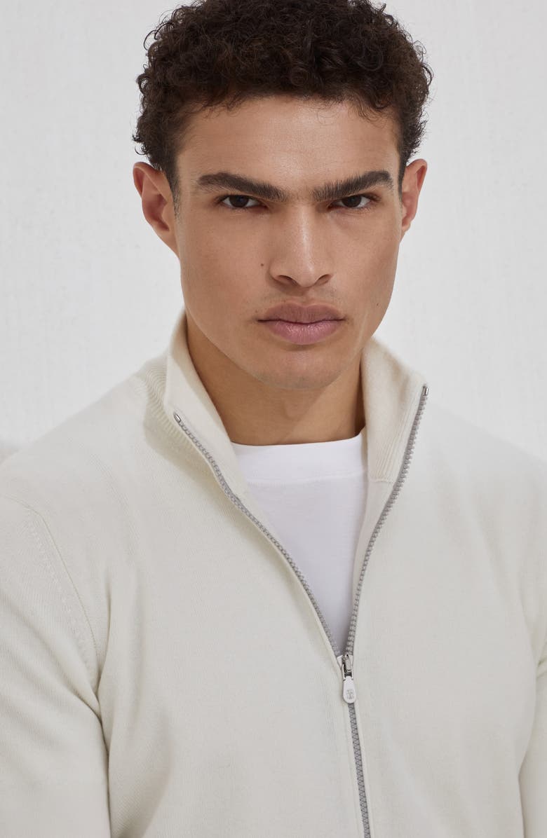 Brunello Cucinelli Zip-front cardigan, Alternate, color, Panama