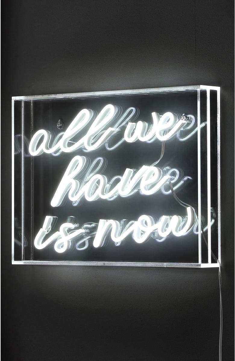 JONATHAN Y All X 10" Contemporary Glam Acrylic Box USB Operated LED Neon Light, Alternate, color, White