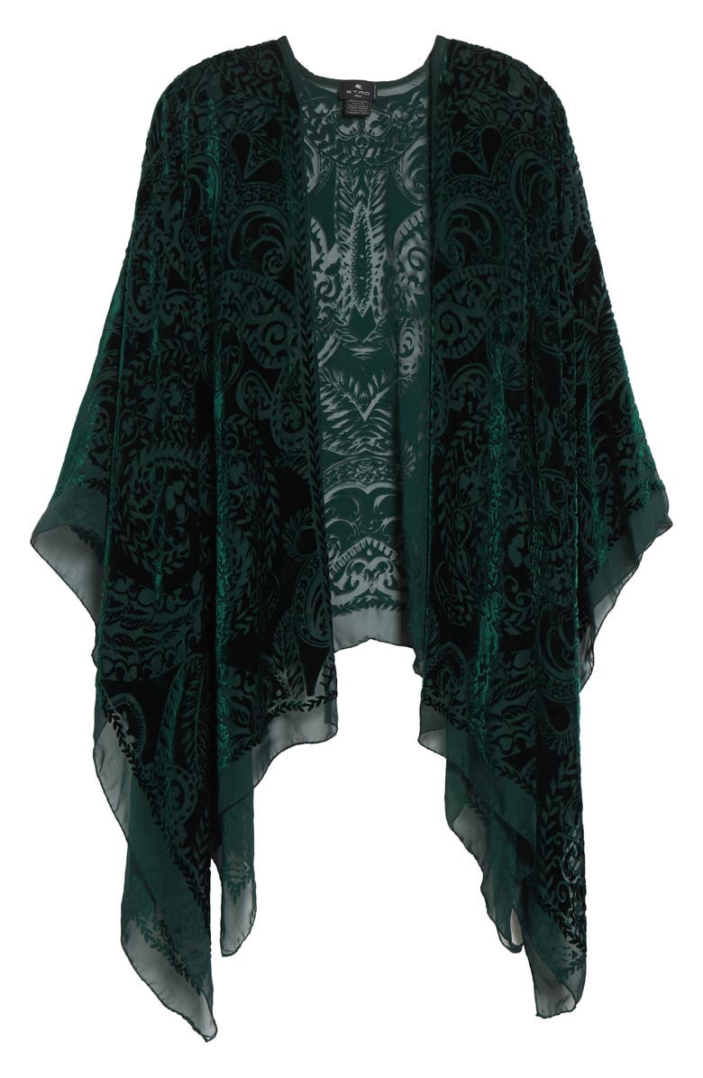 Etro Floral Burnout Silk Blend Velvet Cape, Alternate, color, 