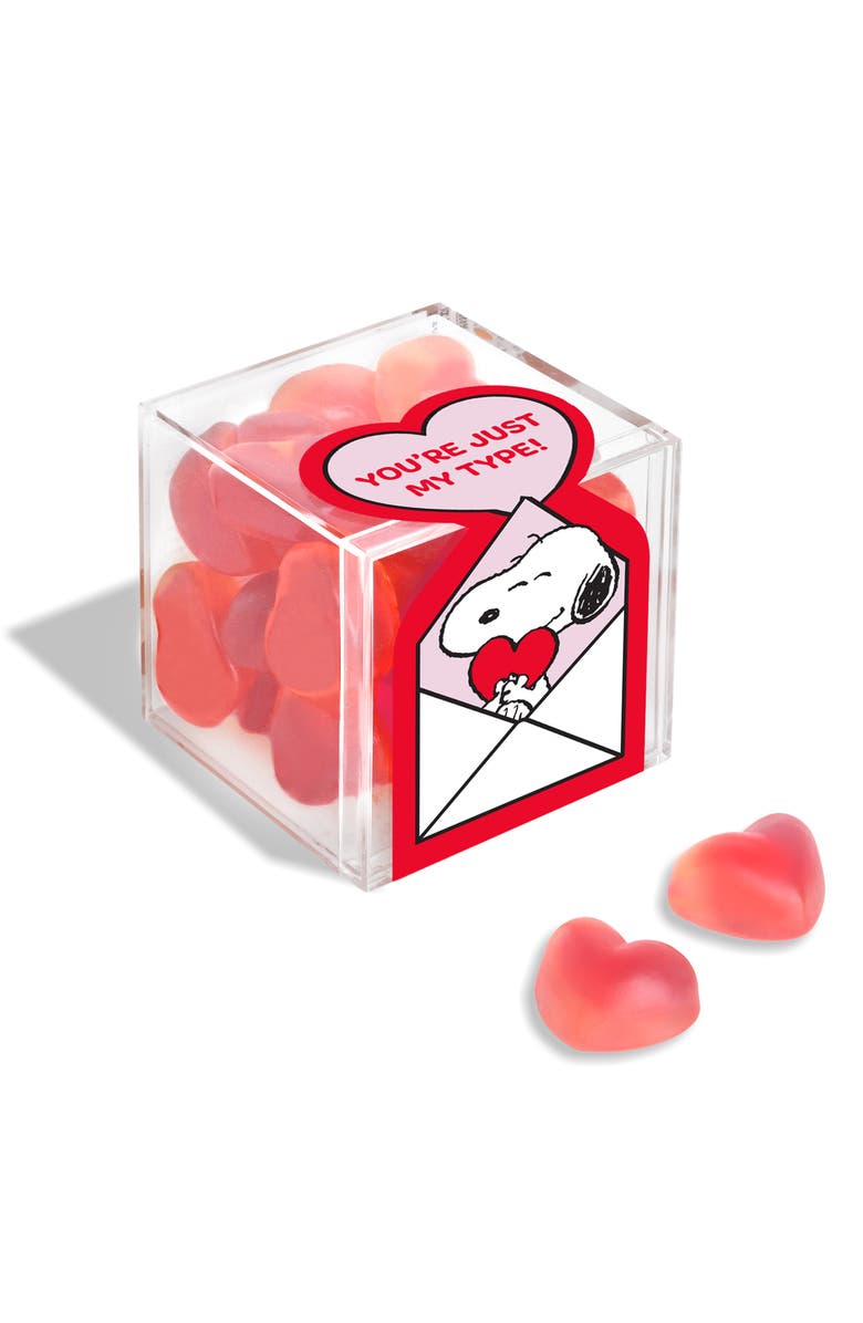 sugarfina x Peanuts<sup>™</sup> Snoopy Strawberry Hearts Candy Cube, Main, color,