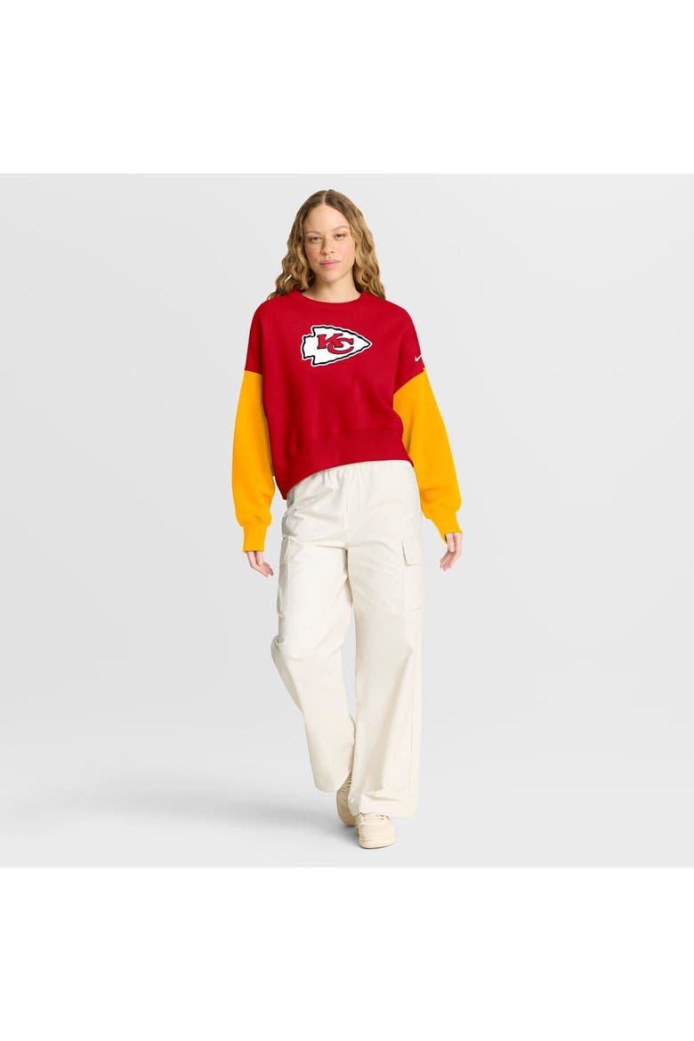 Women's Nike Red Kansas City Chiefs Oversized Color-Block Pullover Sweatshirt, Alternate, color, Red