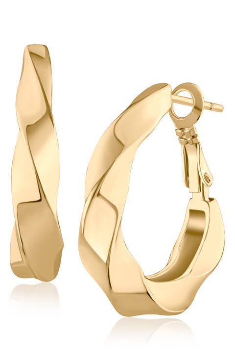Twisted Oval Hoop Earrings