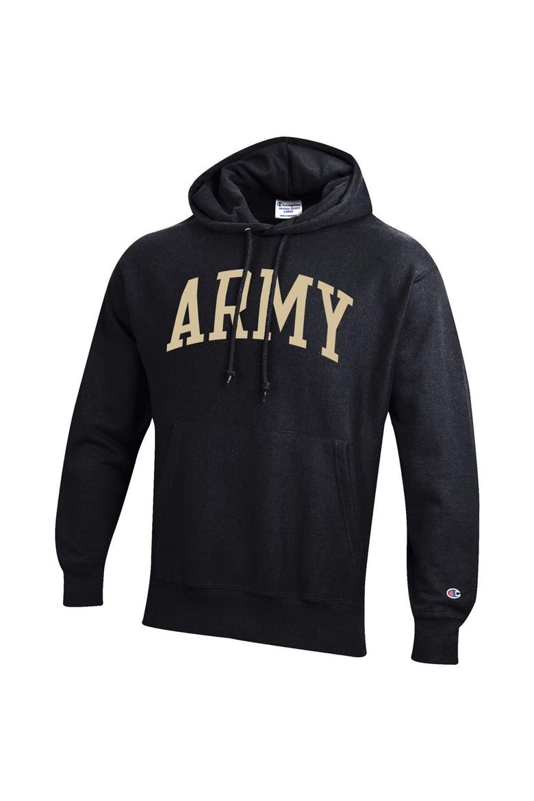 Men's Champion Black Army Black Knights Team Arch Reverse Weave Pullover Hoodie, Alternate, color, Black