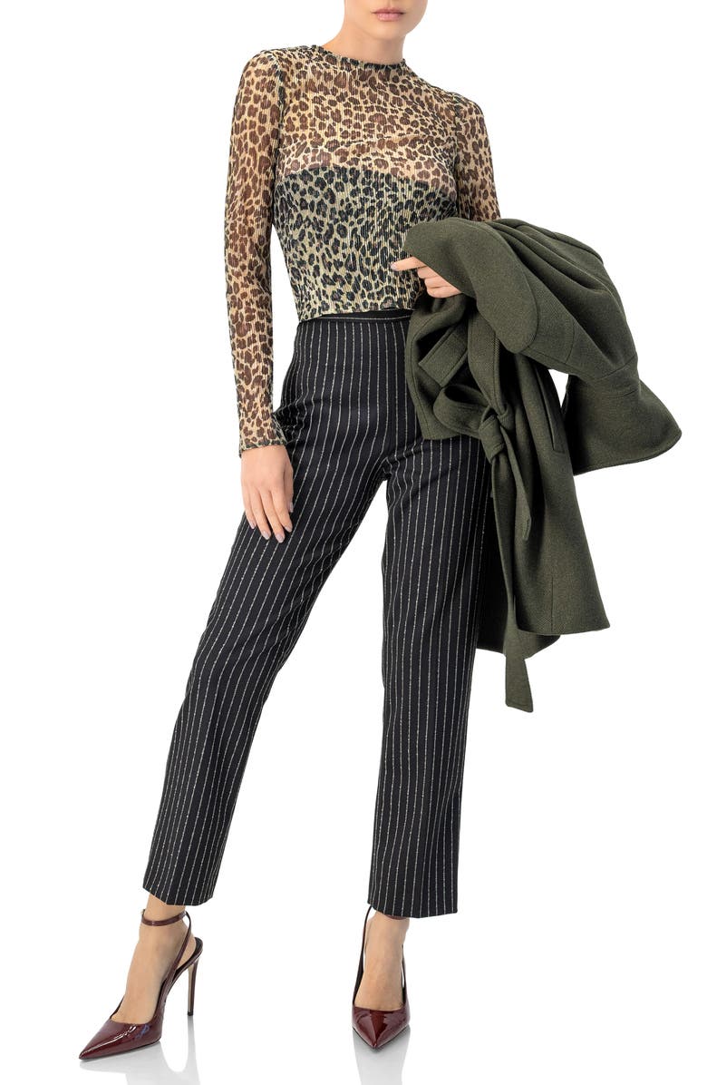 IVONNE Straight-Leg Striped Trousers, Alternate, color, Black