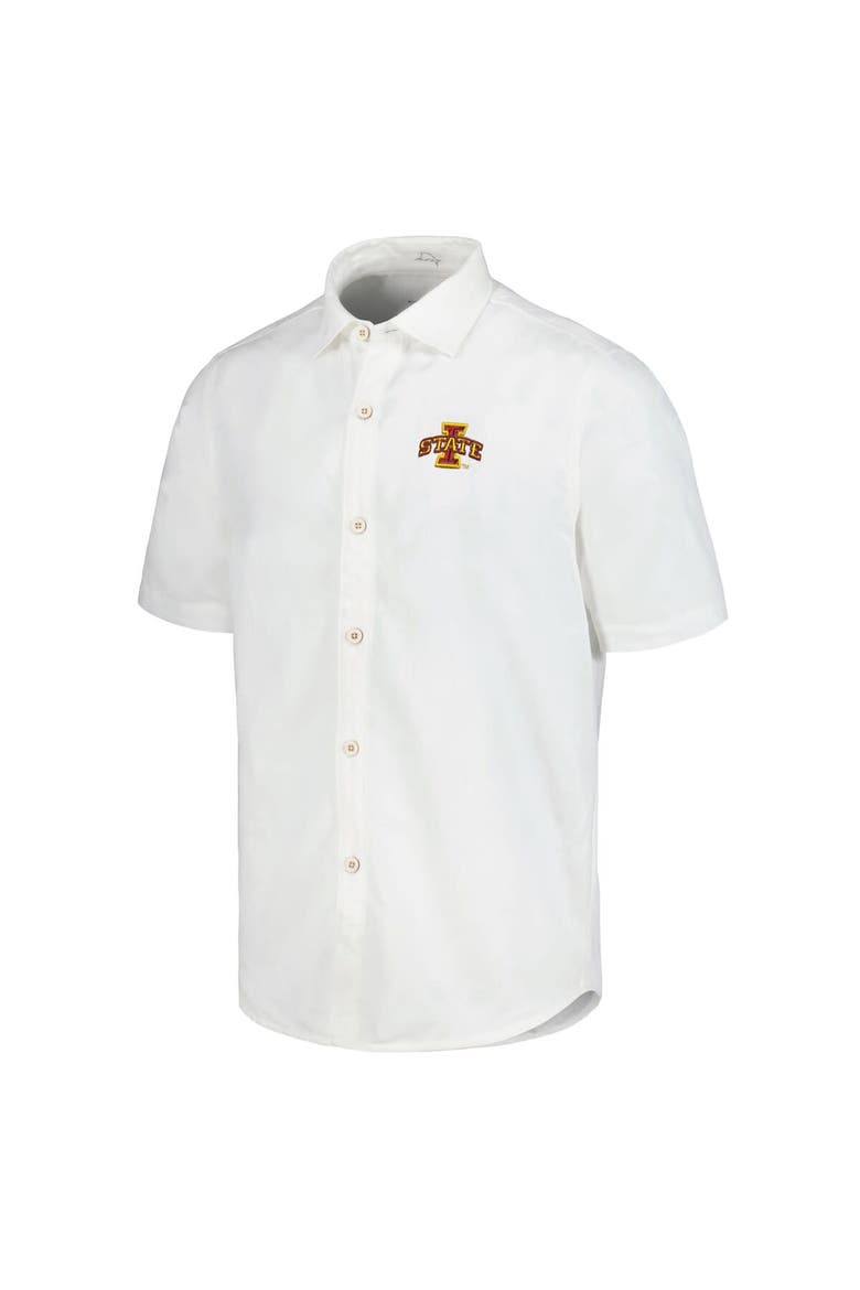 Men's Tommy Bahama White Iowa State Cyclones Coconut Point Palm Vista IslandZone Camp Button-Up Shirt, Alternate, color, White