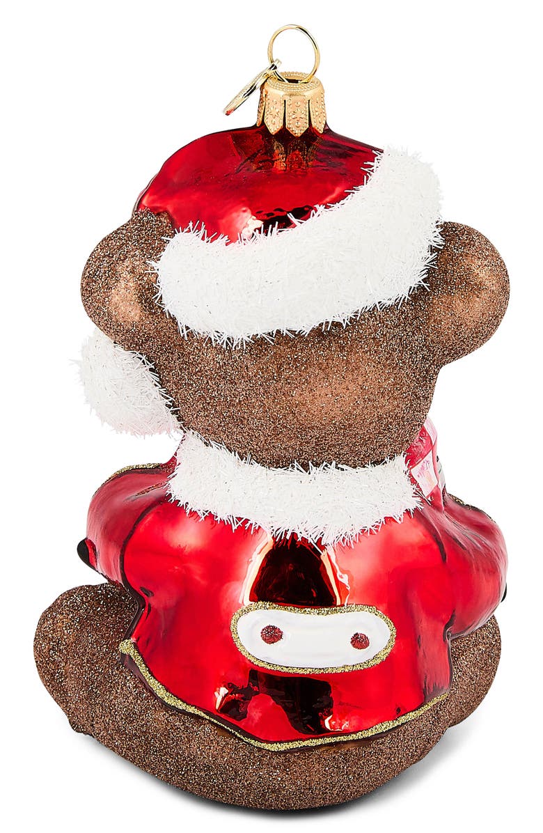 MACKENZIE CHILDS Check it Out Teddy Bear Glass Ornament, Alternate, color, Brown