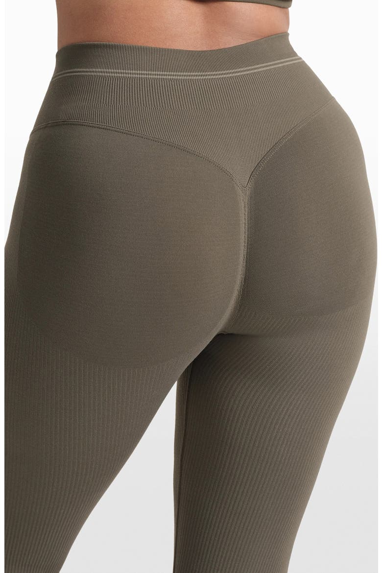Ribbed Seamless High Waist Leggings, Alternate, color, DUSTY OAKMOSS/ DUNE