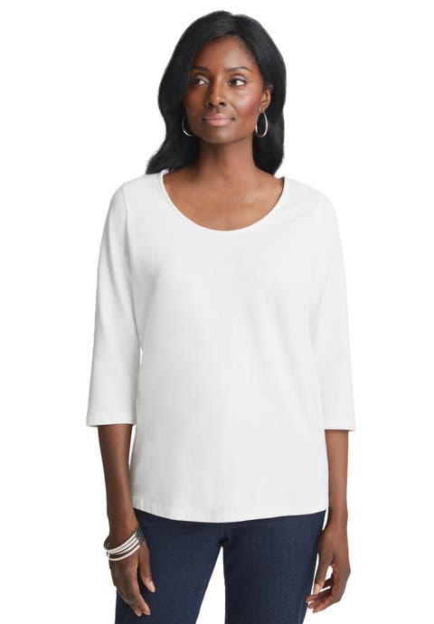 Stretch Cotton Scoop Neck Tee (Plus Available)
