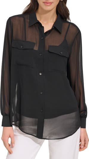 DKNY Chiffon Button Up Shirt Nordstrom