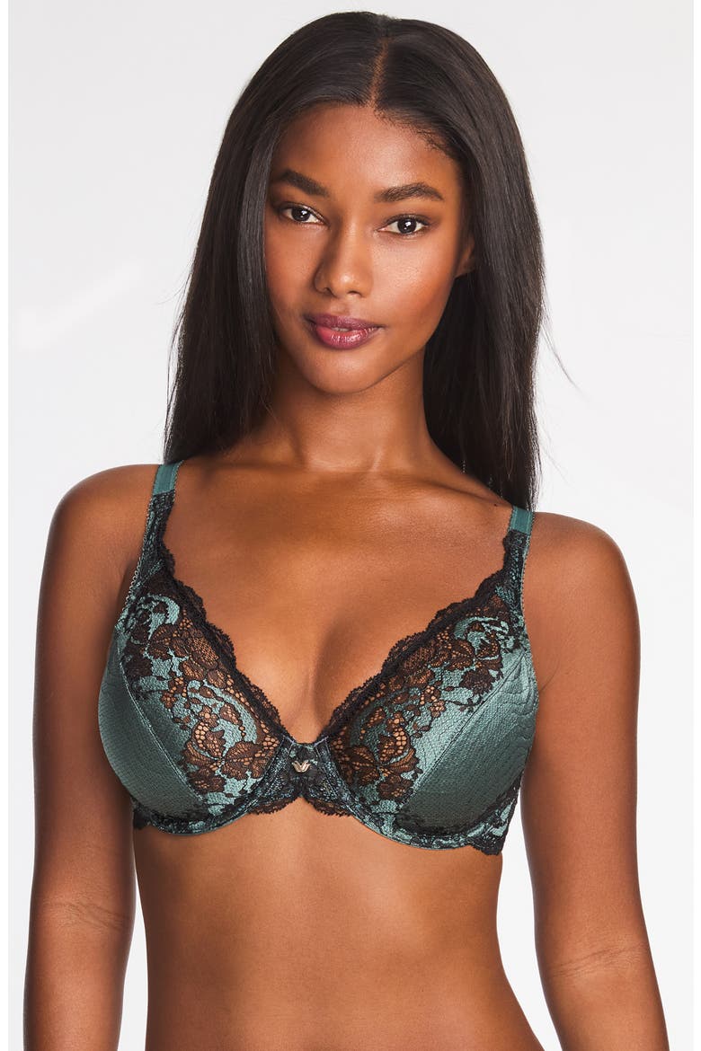 Modern Affair Underwire Plunge Bra, Alternate, color, SILVER PINE/ BLACK