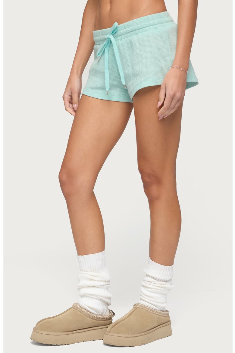 Baila Waffle Knit Drawstring Shorts, Alternate, color, AQUA