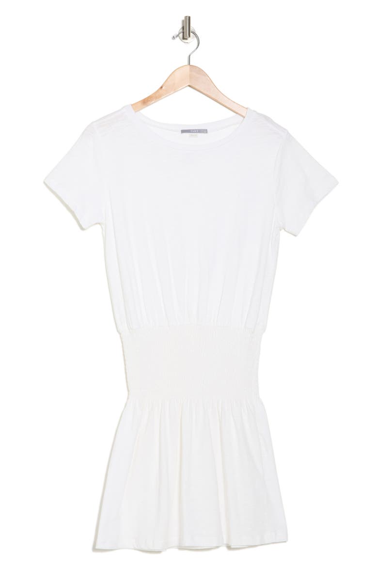 Fran Short Sleeve Smocked Organic Cotton Dress, Alternate, color, WHITE