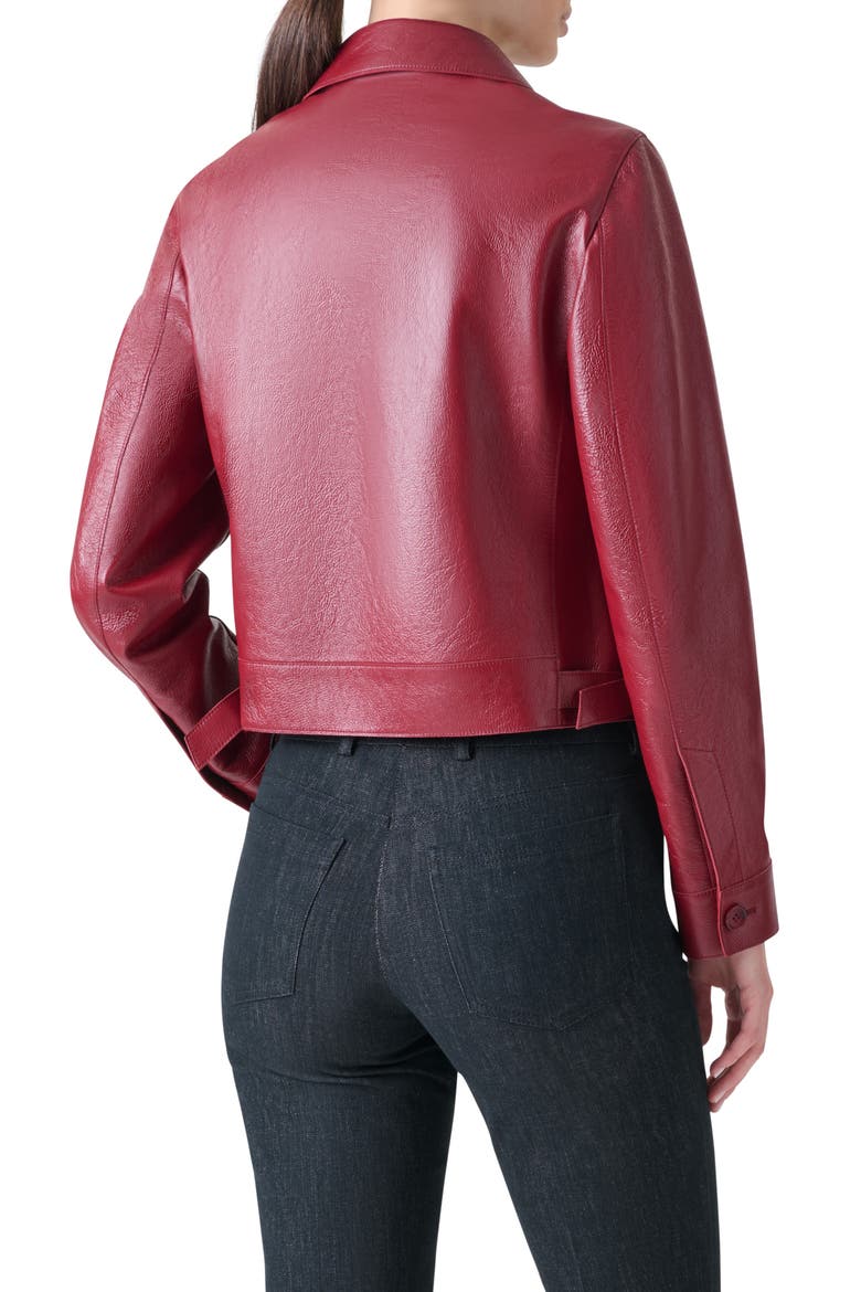 Peer Lacqured Leather Crop Jacket, Alternate, color, RUBY RED