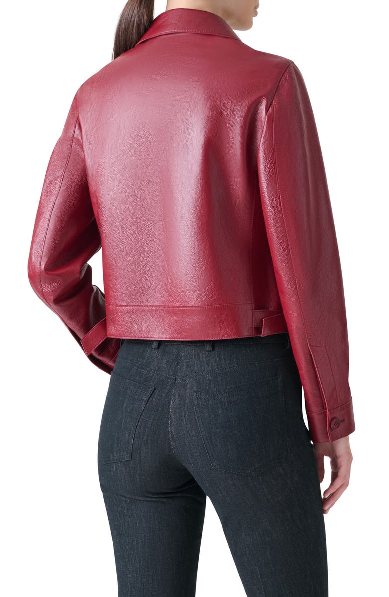 Akris Peer Lacqured Leather Crop Jacket, Alternate, color, Ruby Red