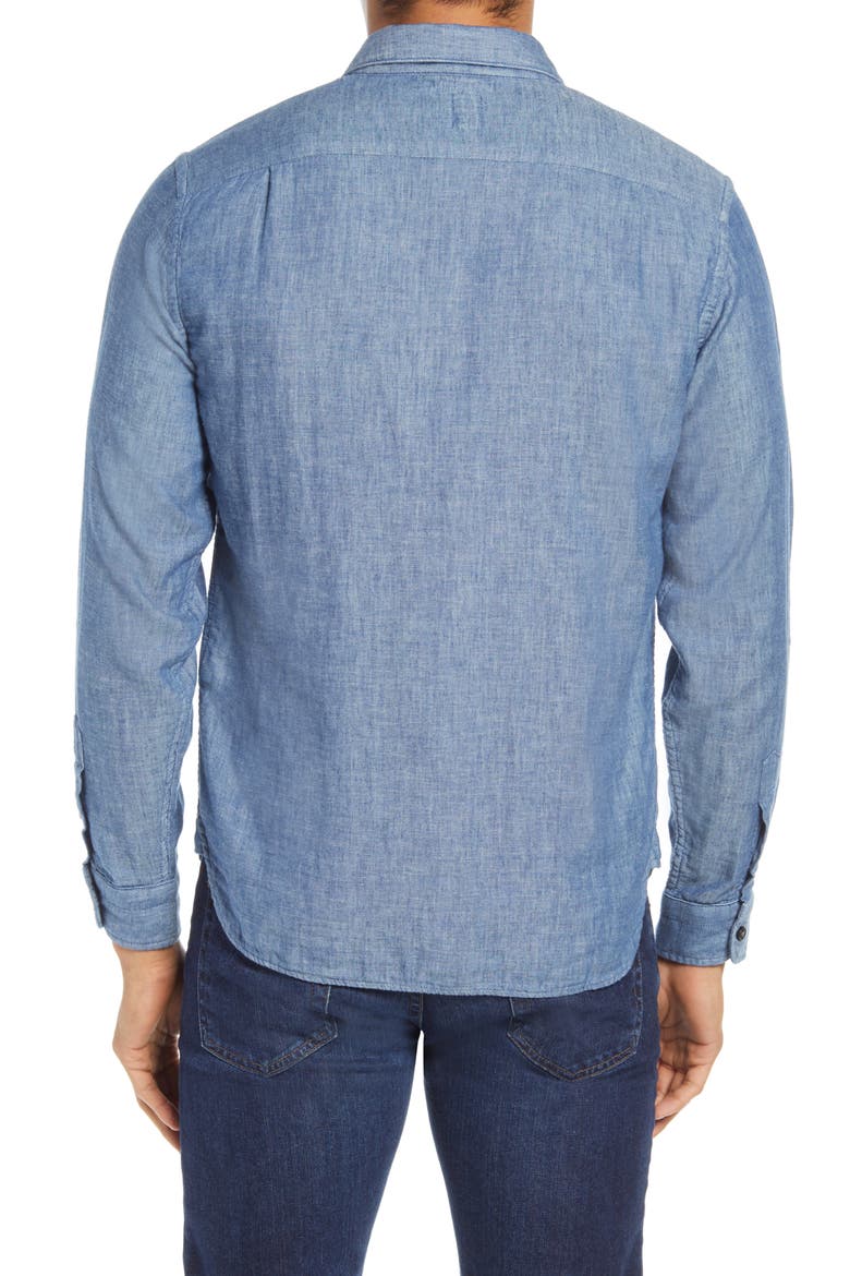 Slim Fit Double Gauze Button-Up Shirt, Alternate, color, LIGHT INDIGO