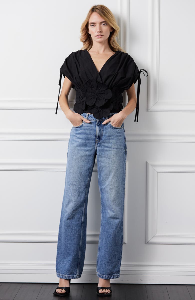 CIEBON Dielle Tie Cotton Top, Alternate, color, Black