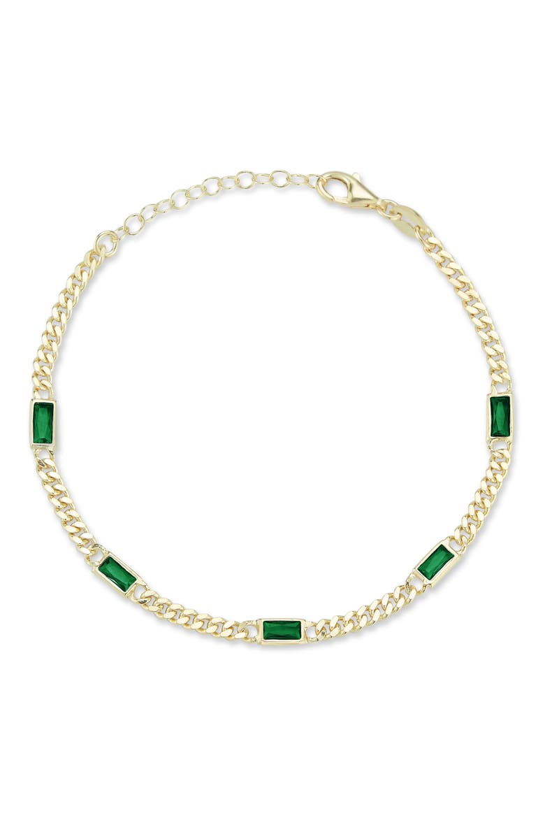 Cubic Zirconia Curb Bracelet, Main, color, GOLD