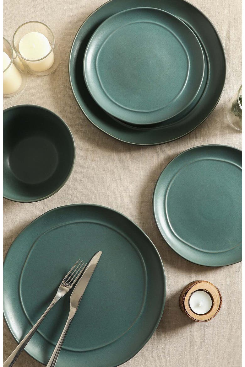 Infinity Stoneware 12-Piece Dinnerware Set, Alternate, color, Green