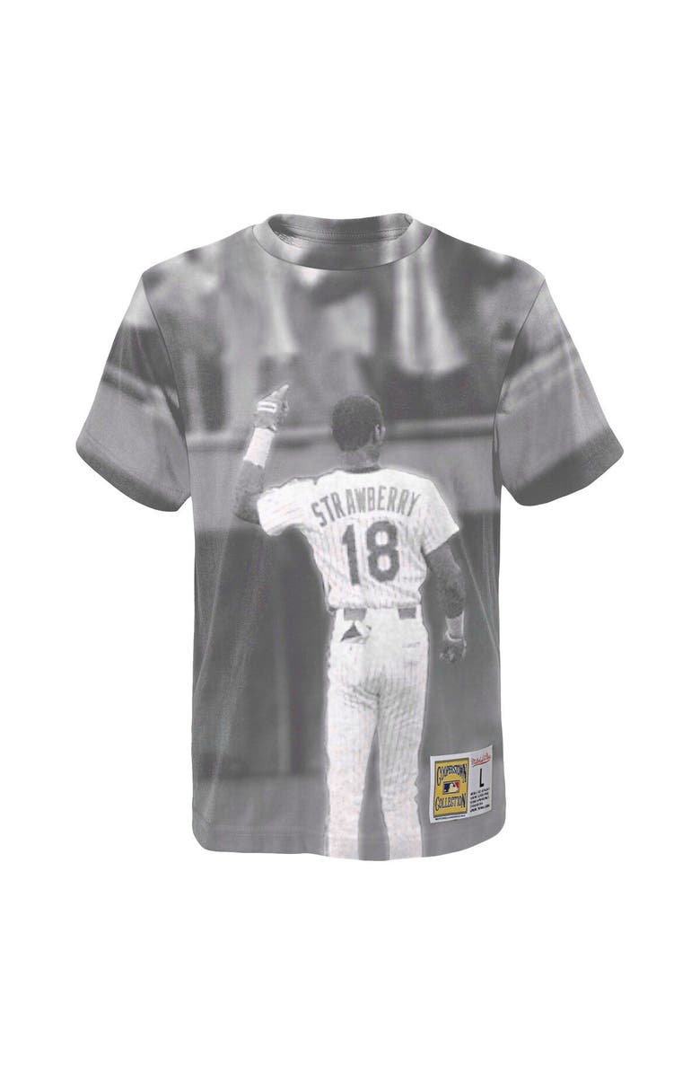 Mitchell & Ness Youth Mitchell & Ness Darryl Strawberry White New York Mets Sublimated Player T-Shirt, Alternate, color, Gray