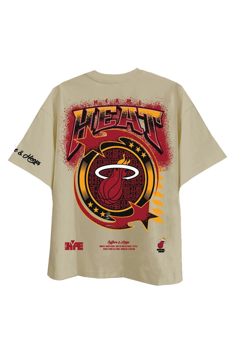 Unisex Two Hype Cream Miami Heat Drip & Dime Elevated Drop Shoulder T-Shirt, Alternate, color, Cream