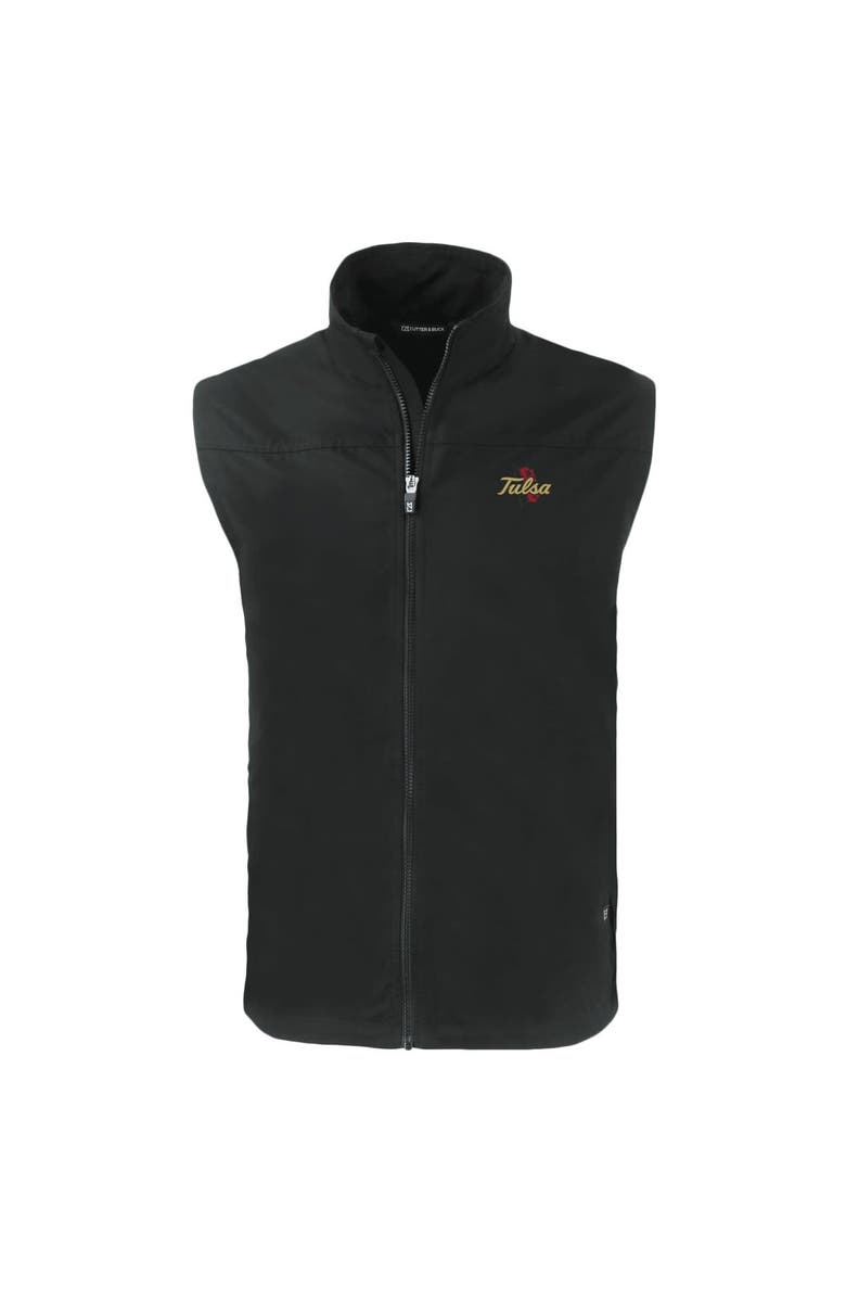 Cutter & Buck Men's Cutter & Buck  Black Tulsa Golden Hurricane Charter Eco Recycled Full-Zip Vest, Alternate, color, 