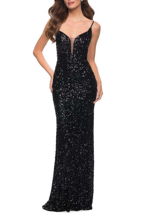 Gorgeous Sequin Dress with V Neck and Open Back