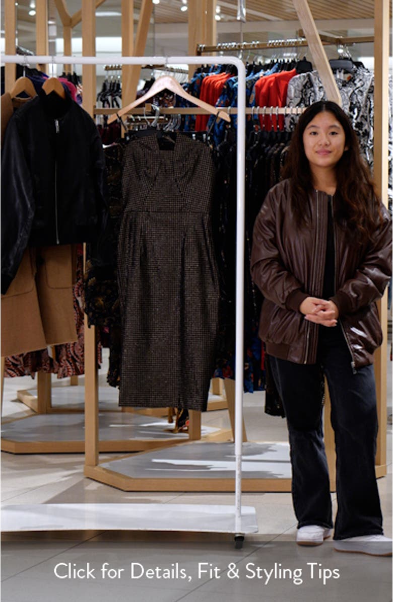 Lena Notched Strapless Metallic Sheath Dress, sales video thumbnail