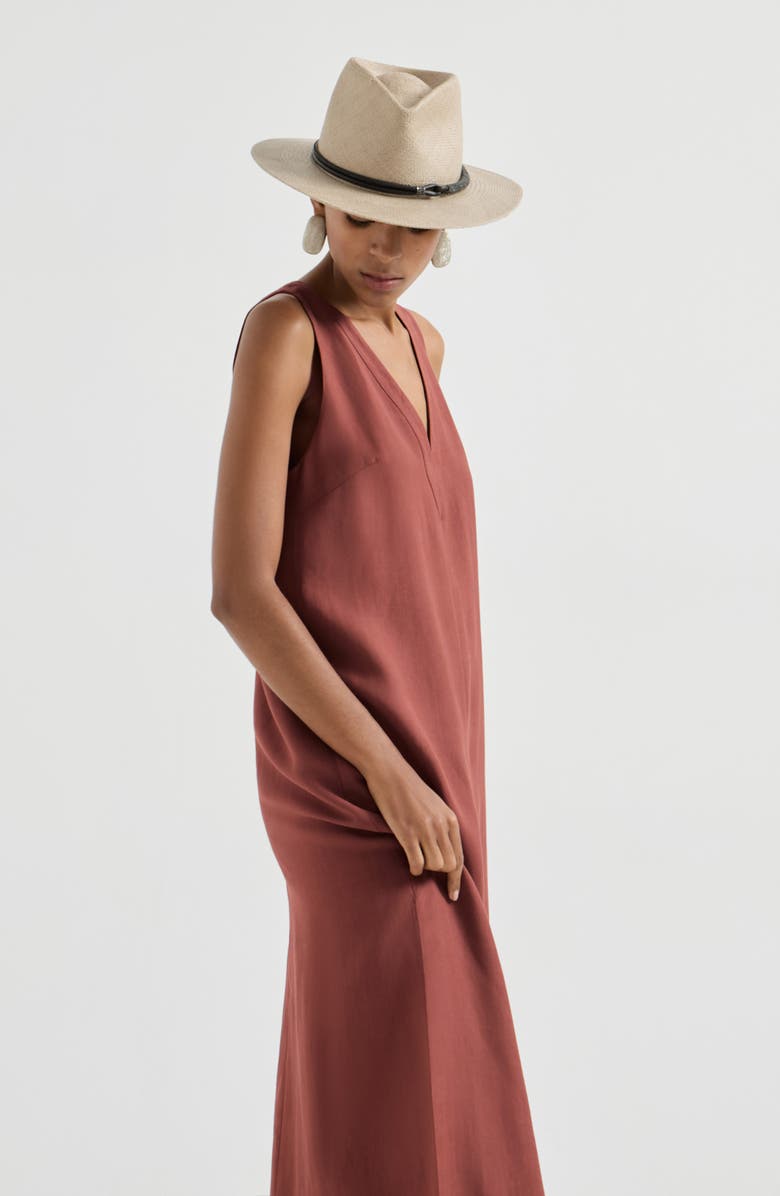 Brunello Cucinelli Fluid twill dress, Alternate, color, Red