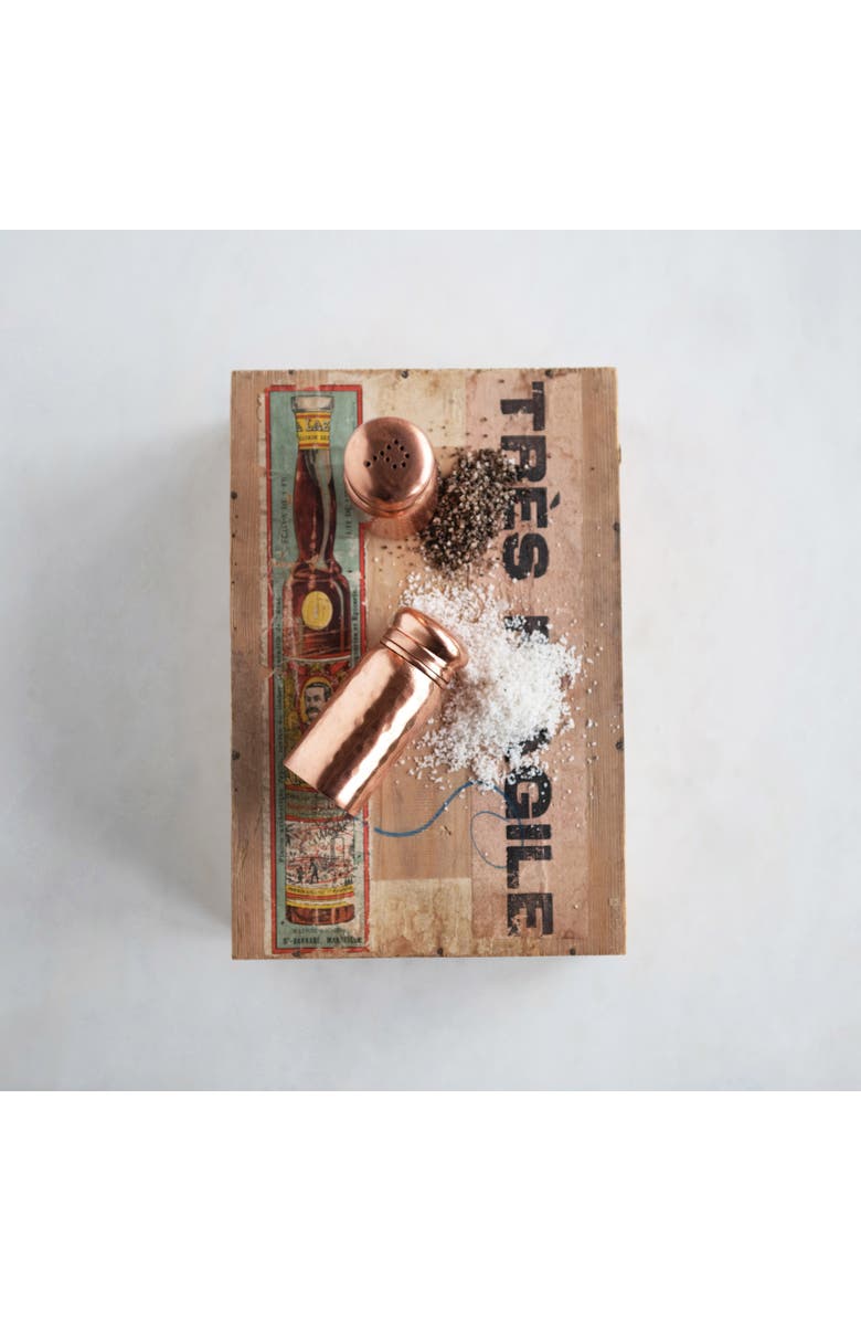 Storied Home Round Hammered Stainless Steel Salt and Pepper Shakers, Alternate, color, Copper