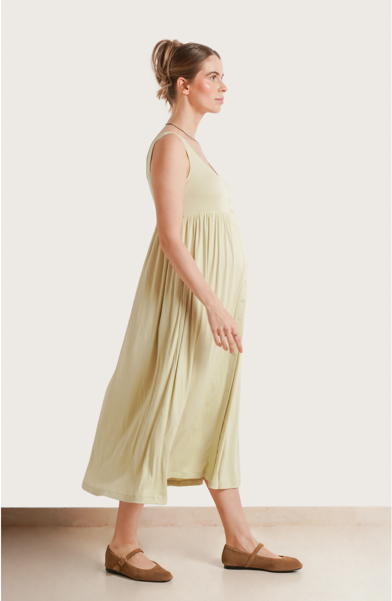 Nom Maternity Ribbed Modal Henley Dress, Alternate, color, Pistachio