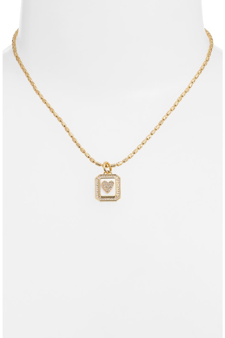 Gift Boxed Pavé Cubic Zirconia & Mother-of-Pearl Pendant Necklace, Alternate, color, WHITE- CLEAR- GOLD