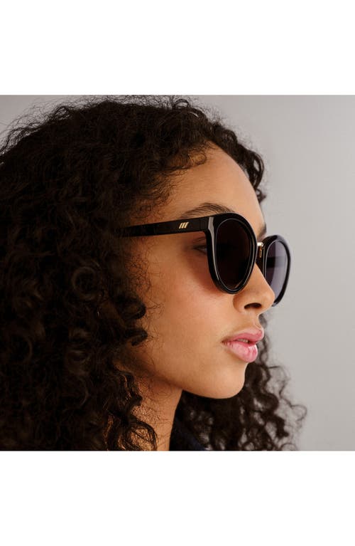 Le Specs Influx Gold-bridge Round Sunglasses In Black/smoke Mono